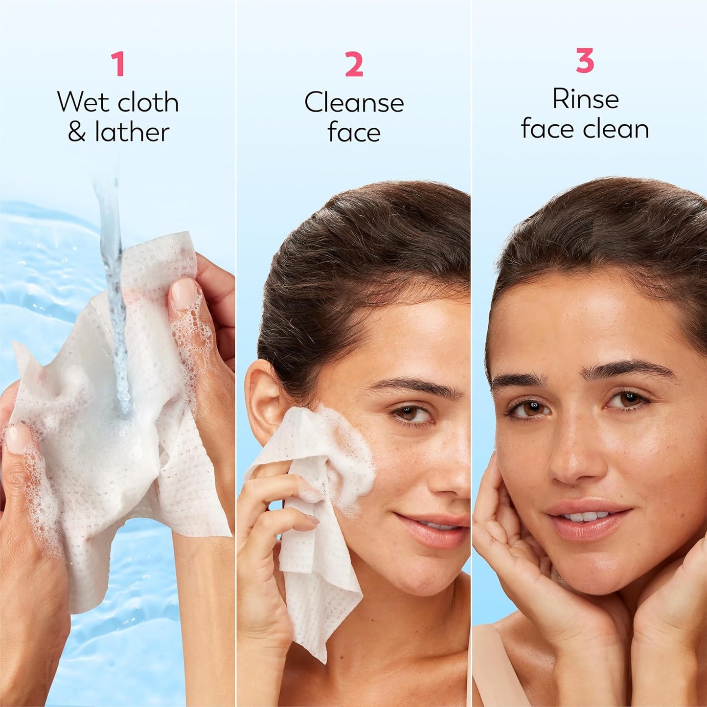 Daily Facials, Daily Clean Makeup Removing Facial Cleansing Wipes, 5-In-1 Water Activated Cloths, Exfoliates, Tones and Hydrates Skin, 66 Count
