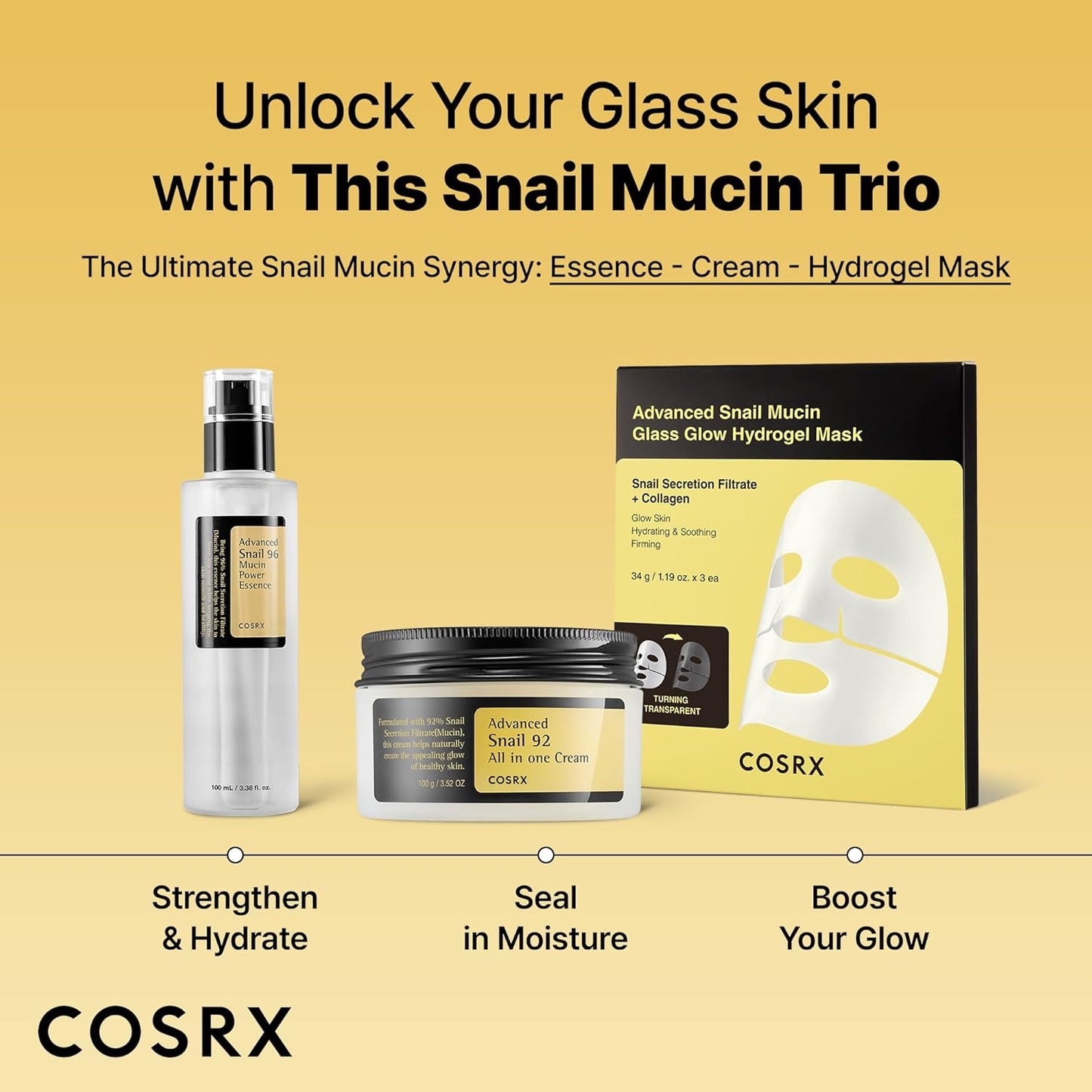 Snail Mucin Repairing Serum 100Ml, Hydrating Serum for Face with Snail Secretion Filtrate for Dull Skin & Fine Lines, Korean Skin Care