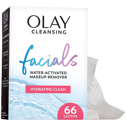 Daily Facials, Daily Clean Makeup Removing Facial Cleansing Wipes, 5-In-1 Water Activated Cloths, Exfoliates, Tones and Hydrates Skin, 66 Count